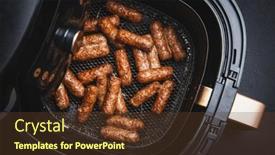 Presentation with sausages - Theme enhanced with traditional-south-european-skinless-sausages background and a tawny brown colored foreground