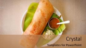  Presentation with rice - Presentation theme featuring traditional southern indian rice dosa background and a coral colored foreground