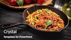  Presentation with spaghetti - Slide deck with traditional spaghetti bolognese background and a dark gray colored foreground