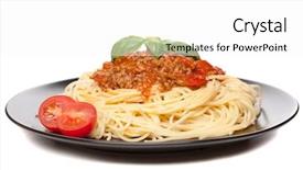  Presentation with spaghetti - Slide deck consisting of traditional spaghetti bolognese background and a white colored foreground