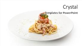  Presentation with spaghetti - Colorful slide set enhanced with traditional spaghetti with bacon backdrop and a white colored foreground