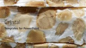  Presentation with almond - Slide set having traditional-spanish-almond-dessert background and a coral colored foreground