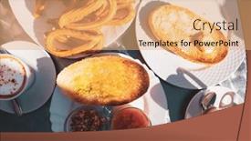  Presentation with churros - PPT theme having traditional-spanish-breakfast-churros background and a coral colored foreground