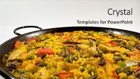  Presentation with spanish - Colorful theme enhanced with traditional spanish rice paella backdrop and a light gray colored foreground