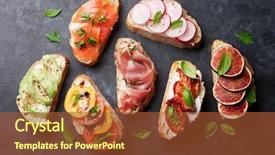  Presentation with appetizers - Presentation theme having traditional spanish tapas appetizer background and a red colored foreground