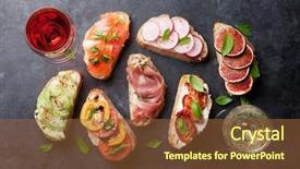  Presentation with tapas wine - PPT theme consisting of traditional spanish tapas appetizer background and a tawny brown colored foreground