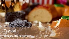  Presentation with christmas candy - PPT theme consisting of traditional spanish three kings background and a coral colored foreground