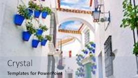  Presentation with wall street - Audience pleasing PPT theme consisting of traditional-spanish-village-in-barcelona backdrop and a light blue colored foreground
