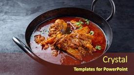  Presentation with chicken curry - PPT theme having traditional-spicy-indian-chicken-madras background and a tawny brown colored foreground