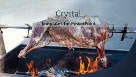  Presentation with traditional - Presentation theme consisting of traditional-spit-barbeque background and a light blue colored foreground