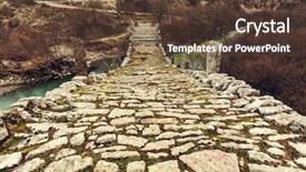  Presentation with ancient greek of stone - PPT theme with traditional stone bridge in greece background and a tawny brown colored foreground