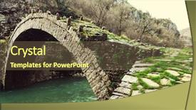  Presentation with ancient greek of stone - Colorful presentation design enhanced with traditional stone bridge in greece backdrop and a tawny brown colored foreground