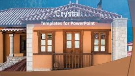  Presentation with traditional wood - Cool new PPT theme with traditional-stone-house-with-wood backdrop and a teal colored foreground