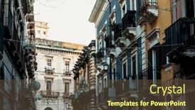  Presentation with old buildings - PPT theme consisting of traditional-street-view-of-old background and a tawny brown colored foreground