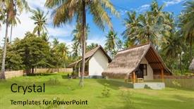  Presentation with traditional games - Cool new slides with traditional style accommodation on tropical backdrop and a gold colored foreground