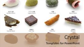  Presentation with sweets - Slide set featuring traditional sweets for tea ceremony background and a coral colored foreground