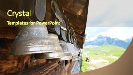  Presentation with traditional - Presentation design featuring traditional swiss cowbells background and a tawny brown colored foreground