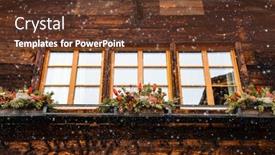  Presentation with hut - Presentation design consisting of traditional-swiss-wooden-hut background and a tawny brown colored foreground