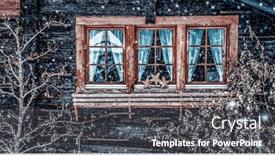  Presentation with hut - Theme having traditional-swiss-wooden-hut and a dark gray colored foreground