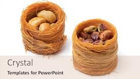  Presentation with cookies - PPT theme consisting of traditional-syrian-cookies-stuffed background and a coral colored foreground