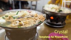 Presentation with intestine - Colorful presentation enhanced with traditional-taiwanese-food-of-pork backdrop and a tawny brown colored foreground