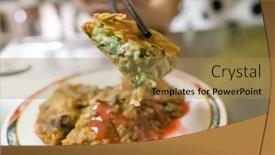  Presentation with oyster - PPT theme with traditional-taiwanese-snacks-of-delicious background and a gold colored foreground