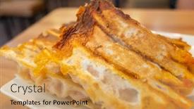  Presentation with dumpling - Theme having traditional taiwanese snacks of fried dumpling in a restaurant at taiwan background and a coral colored foreground