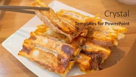  Presentation with dumpling - Cool new theme with traditional-taiwanese-snacks-of-fried backdrop and a yellow colored foreground