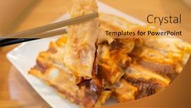  Presentation with dumpling - Presentation design with traditional-taiwanese-snacks-of-fried background and a yellow colored foreground