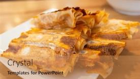  Presentation with dumpling - Slide deck featuring traditional-taiwanese-snacks-of-fried background and a coral colored foreground