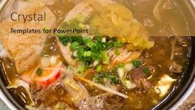  Presentation with snacks - Colorful PPT theme enhanced with traditional-taiwanese-snacks-of-stinky backdrop and a gold colored foreground