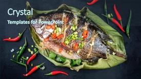  Presentation with nile tilapia fish - Amazing slide deck having traditional thai barbecue tilapia fish backdrop and a tawny brown colored foreground