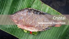  Presentation with lemon grass - Colorful theme enhanced with traditional thai barbecue tilapia fish backdrop and a coral colored foreground