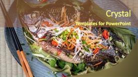  Presentation with thai - Presentation design having traditional thai barbecue tilapia fish background and a tawny brown colored foreground