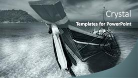  Presentation with traditional kingdom - PPT theme featuring traditional thai boat near tropical beach photographed on koh phangan island thailand kingdom background and a gray colored foreground