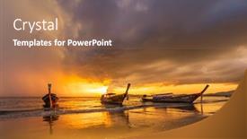  Presentation with krabi - Amazing slides having traditional-thai-boats-at-sunset backdrop and a coral colored foreground