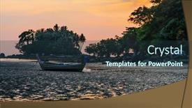  Presentation with boats - PPT theme consisting of traditional-thai-boats background and a tawny brown colored foreground