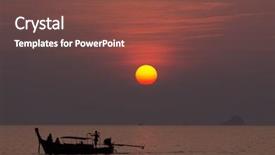  Presentation with sea fishing - PPT layouts featuring traditional thai fishing boat silhouette background and a tawny brown colored foreground