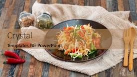  Presentation with green papaya - Colorful presentation theme enhanced with traditional thai food papaya salad backdrop and a coral colored foreground