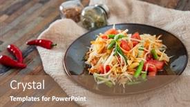  Presentation with thai food - Cool new slide set with traditional thai food papaya salad backdrop and a coral colored foreground