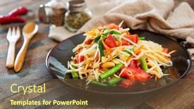  Presentation with green papaya - Presentation theme consisting of traditional-thai-food-papaya-salad background and a tawny brown colored foreground