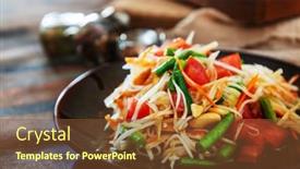  Presentation with green papaya - Audience pleasing PPT theme consisting of traditional-thai-food-papaya-salad backdrop and a tawny brown colored foreground