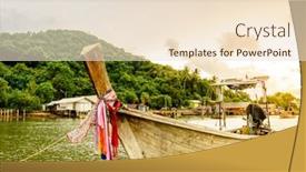  Presentation with fishing boat - PPT layouts with traditional-thai-long-tail-boat background and a lemonade colored foreground