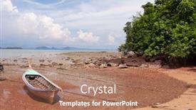 Presentation with tide - Slide deck having traditional-thai-longtail-boat background and a coral colored foreground