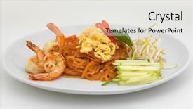  Presentation with prawn - Slides featuring traditional thai noodles and prawn background and a  colored foreground