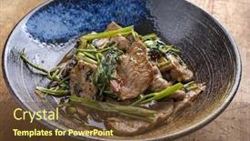  Presentation with pad thai - Amazing slide deck having traditional-thai-pad-nua backdrop and a tawny brown colored foreground