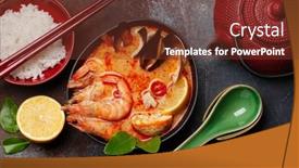  Presentation with milk coconut - Cool new presentation theme with traditional-thai-soup-tom-yum backdrop and a tawny brown colored foreground