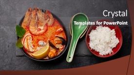  Presentation with milk coconut - Presentation theme with traditional-thai-soup-tom-yum background and a dark gray colored foreground