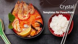  Presentation with coconut milk - Beautiful slide set featuring traditional-thai-soup-tom-yum backdrop and a tawny brown colored foreground