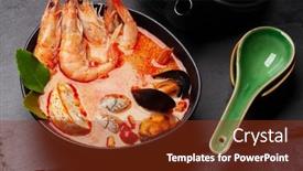  Presentation with teapot - PPT theme having traditional-thai-soup-tom-yum background and a tawny brown colored foreground